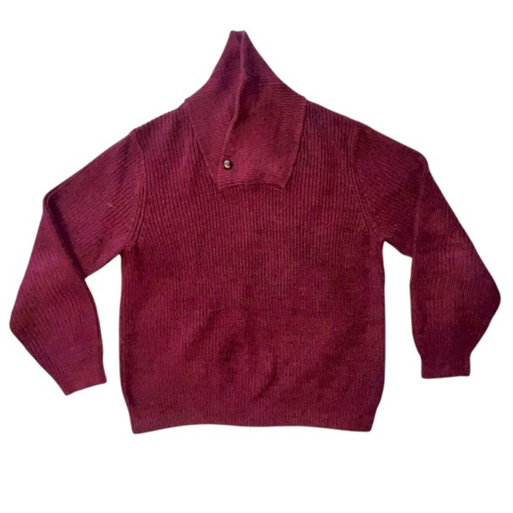 Vintage L.L. Bean Heavyweight Shawl Collar Knit Sweater Pullover One Button L